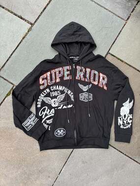 Switch Brooklyn Motorcycle Champion Graphic Zip-Up Hoodie size XL